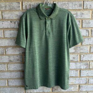 Untuckit Short Sleeve Green/Gray Mélange Collared Polo Shirt Men's Size M